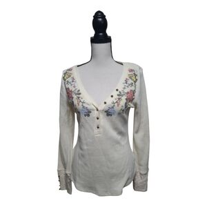 Floral Embroidered Cream Women's Top